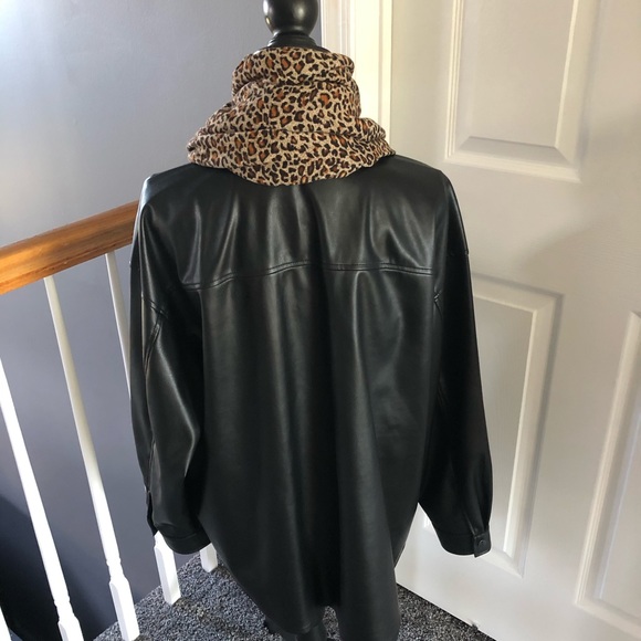 SOLD- H&M Faux Leather Snap Closure Shirt - Picture 8 of 8